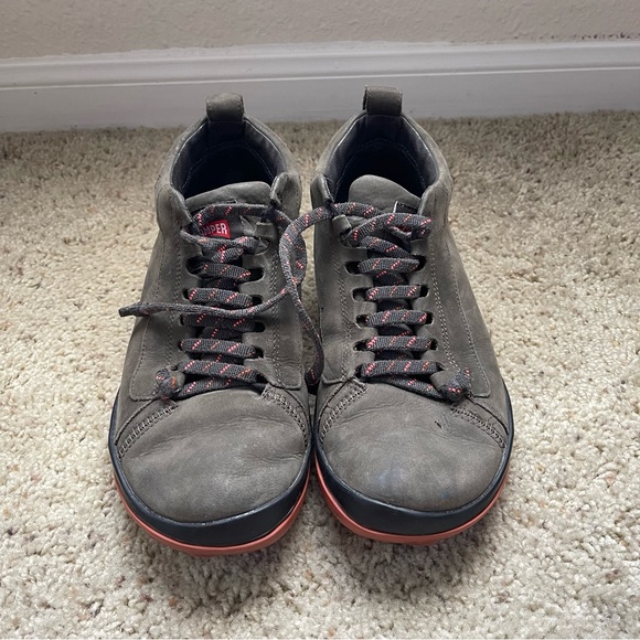 CAMPER men olive green nubuck leathershort boot like shoe, size 40